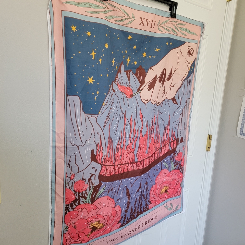 Tarot Card Wall Tapestry The Burned Bridge Lightweight 29" X 36" Divination - Picture 3 of 5
